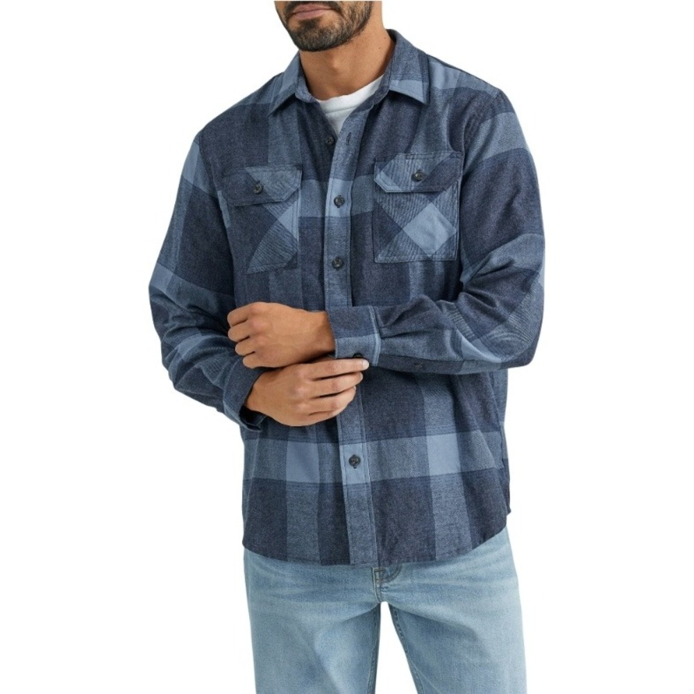 Wrangler Flannel Shirt Plaid Button Up Long Sleeve Relaxed Fit Mens Medium NWT‎